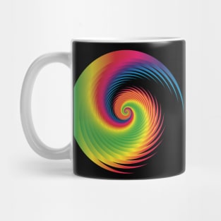 multicolored spiral in black Mug